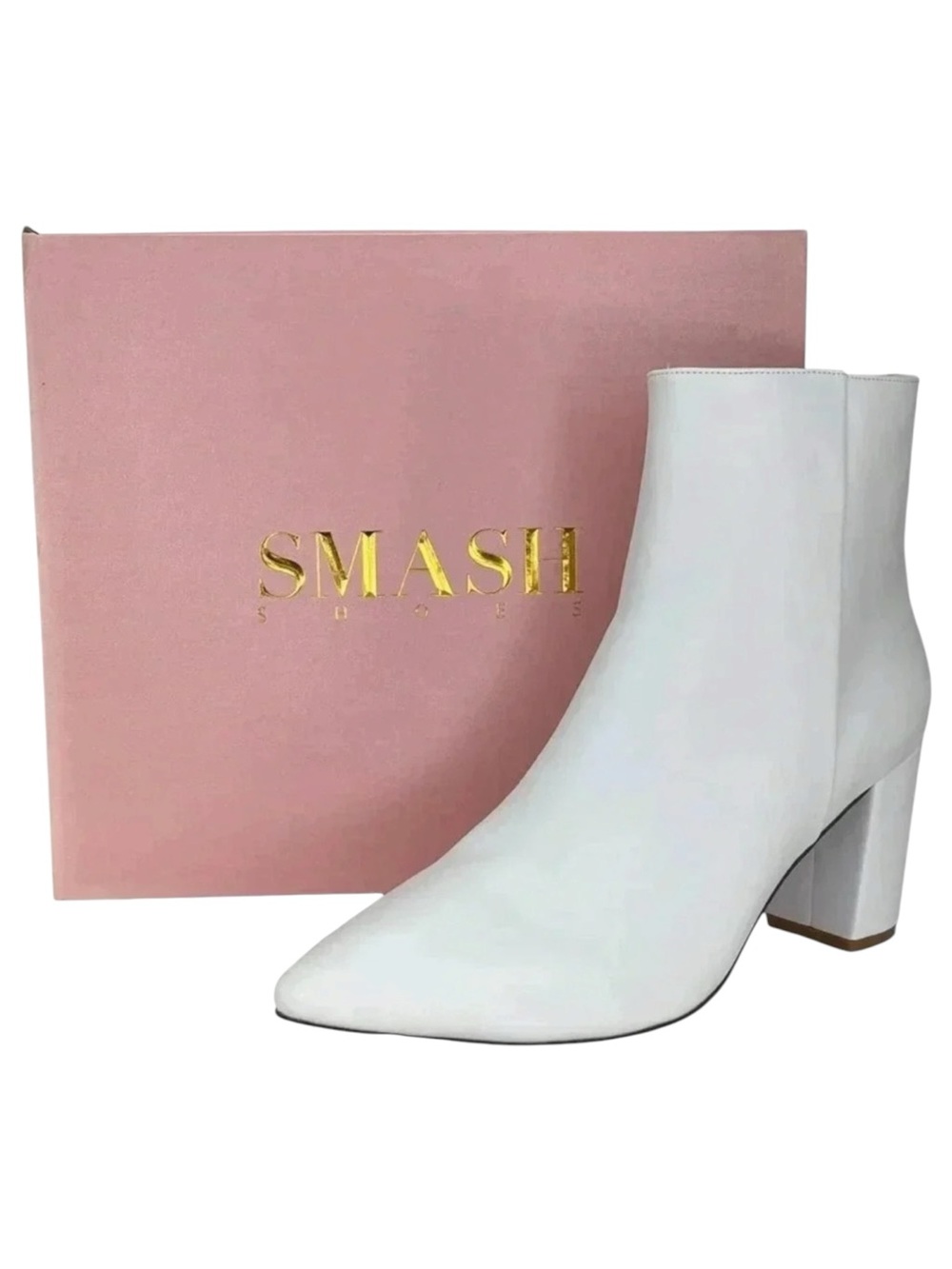 SMASH Shoes Chiku White Faux Leather Womens Ankle Boots Size 11W - Picture 1 of 13